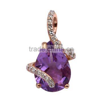 9k 10k 14k 18k White and Pink Gold Pendant Diamond