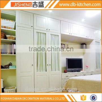 Plywood unique bedroom wardrobe design with tv cabinet