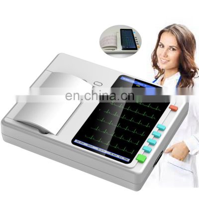 Factory Price Handheld 12 lead ECG/EKG machine Touch Screen 6 Channel Electrocardiograph machine with Printer