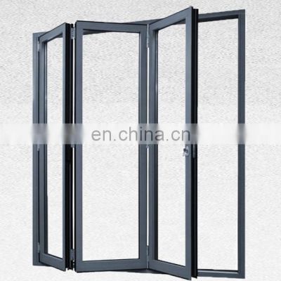 Narrow Frame Thermal Break Exterior Aluminum Double Glazed Bifold 3 4 Bi Folding Sliding Glass Accordion Door