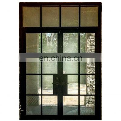 Simple french design tough paint coating modern house exterior wrought iron glass door
