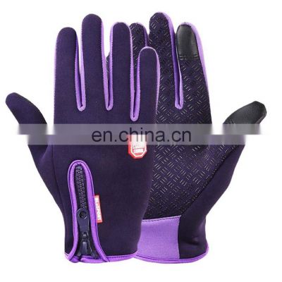 Wholesale Waterproof purple neoprene fabric with touchscreen fingers outdoor sport diving protective glove