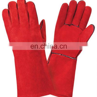 14 inch red split cow leather welding work glove