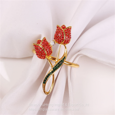 Valentine's Day Napkin Ring Restaurant Wedding Accessories Set Up Tulip Alloy Designed