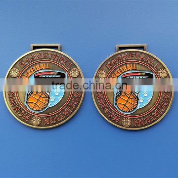 antqiue gold plated casting of baseketball medallion