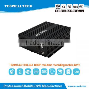 4CH SDI 1080P GPS 3g wifi / vehicle mobile dvr with free CMS software with certificate