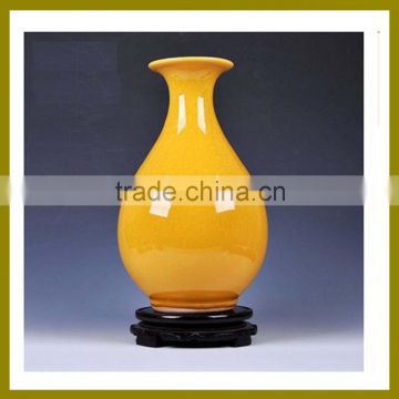Decorative Chinese Antique yellow Modern Chinese Glazed Ceramic Porcelain Decoration Vase