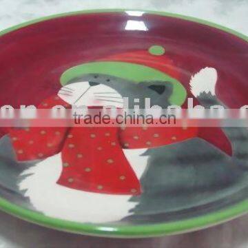 ceramic platter with Xmas design by hand painted