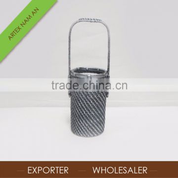 Black rattan storage basket with long handle /High quality laundry hamper in Vietnam