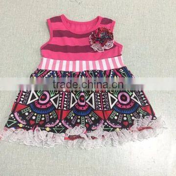 2016 New Arrival Cotton Stripe Baby Girls Dress Hot sale Modern Girls Short Dress with Bow Tie