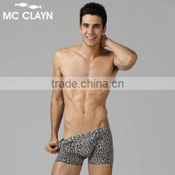 MC CLAYN Ultra-thin seamless silk viscose soft comfortable sexy male leopard print boxers panties Underwears