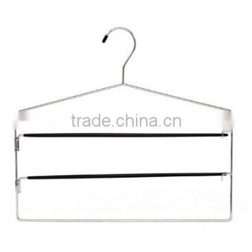 The HEAD 2 tier non-slip pant hanger with blue/white rubber paint printed , trouser hanger,made in china
