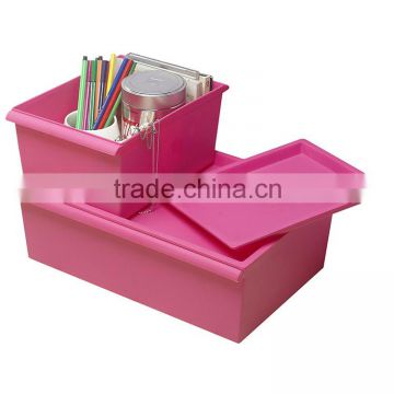 pp desktop pink small plastic storage boxes with lids