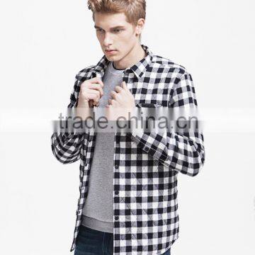 Classic style black white pattern men's casual slim fit shirts