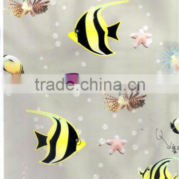 2015 newest undersea world transparent printed plastic Tablecloth with wave/straight edge