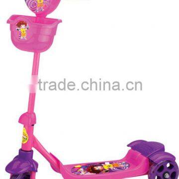 plastic 3 wheel children scooter with basket