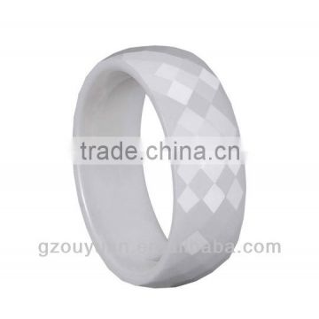 New Faceted White Ceramic Ring, Women's White Ceramic Ring, Ladies' Ceramic Ring