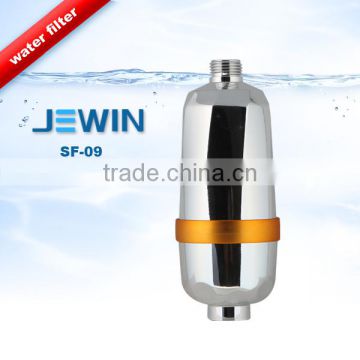 Chromed plastic shower head water filter with UV ring