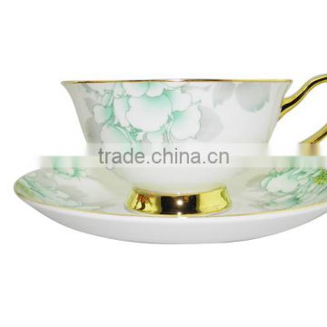 Hot Wholesale 200ml Bone China European Style Flower Pattern coffee cup with Saucer Set for home decoration