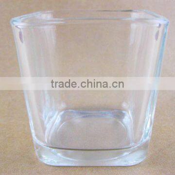 Candle holder, clear square glass candle holder