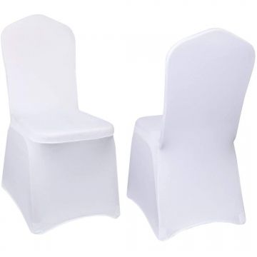 White Flat Front Stretch Spandex Banquet Chair Cover for Wedding Party Dining Banquet Event