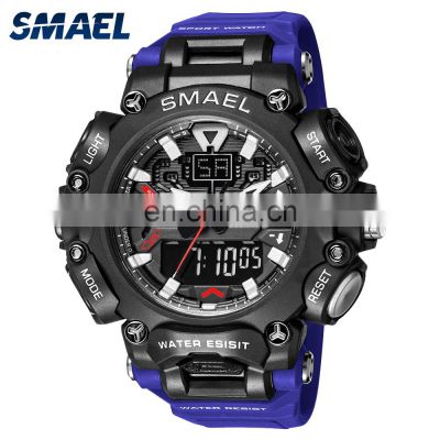 SMAEL 8053 Military Watch Sport Waterproof 50M Stopwatch Analog Digital Wristwatches Week Display Alarm Clock Digital Watches