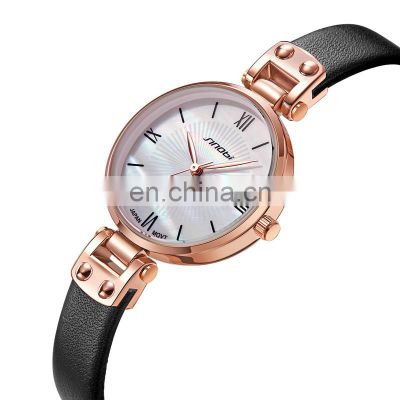 SINOBI Small Round Watches Exquisite Woman Watches S9818L Office Lady Daily Dress Wristwatch Blind Shipping Watch