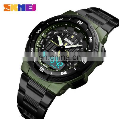 Skmei 1370 men digital watch stainless steel 5ATM waterproof custom logo men wrist sport watches