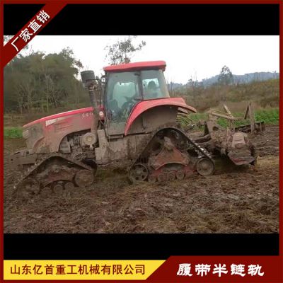Tractor modification with triangular track chassis for anti-skid and anti sinking on muddy ground