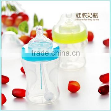 Free Sample 230ml / 8oz Feel Extra Wide Neck Silicone Baby Bottle color changing baby bottle