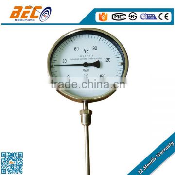 Bottom connection boiler water temperature gauge