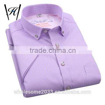 elegant small size slim fit men's thick short sleeve shirt