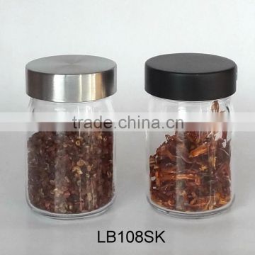 Glass spice jar with metal lid (LB108SK)