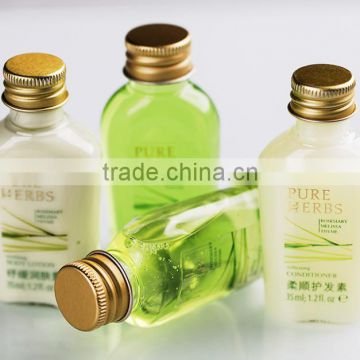High quality pet bottle for hotel shampoo cosmetic bottles/20ml-50ml empty tubes and bottles with aluminum cap