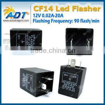 90 flash per minuter led flasher, 12V 0.02A-20A LED flasher for turn signal light
