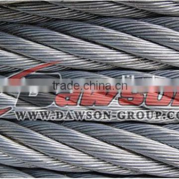 best sale 6x7, 6x19, 6x36WS Ungalvanized and Galvanized stainless steel wire rope 18mm made in china