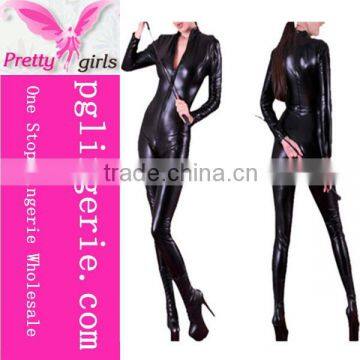 Sexy Ladies Leather Catsuit Leather Jumpsuits Costume Faux Leather Fetish Jumpsuit