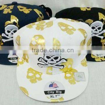 Wholesale Fitted Flat Bill Hats Skull and Bone Design