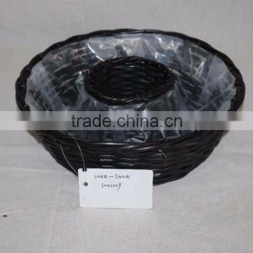 2017 handmade wholesale black wicker plant basket for sale
