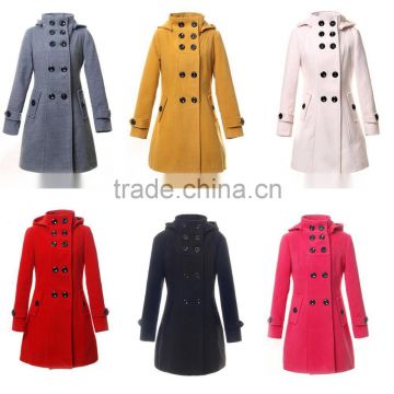 Hooded Long Warm Jacket Overcoat ,women Double Breasted two sides button Tweed Coat