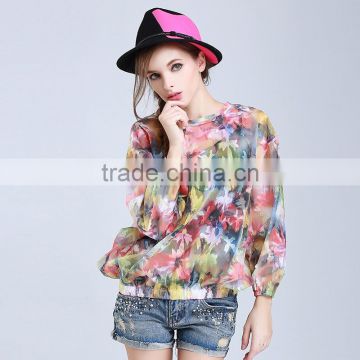 Hot sale summer new applique printed tops