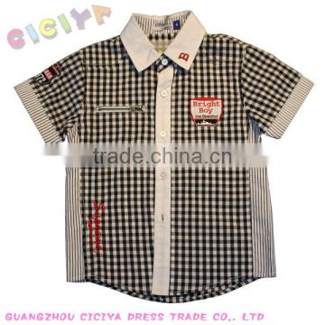 Custom child boys shirt summer check designs small boys stylish shirt