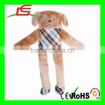 Stuffed Dog Toy Paws Soft Plush with Plaid Tummy