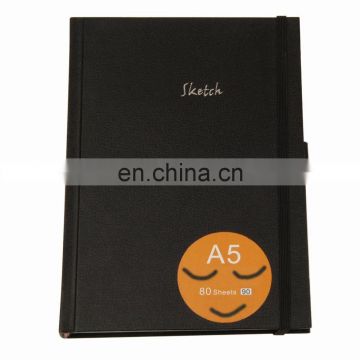110gsm 80 sheets tape bound black hard cover with elastic A5 Sketch pad sketch book Art Hard Bound Sketch Book