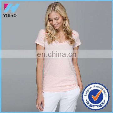 Yihao Trade Assurance Ladies Custom Wholesale Sports Gym Blank Wear Loose Short Sleeve T shirt 2015