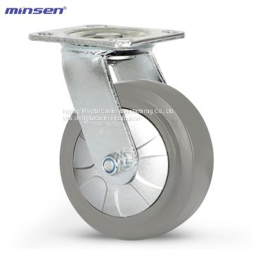 Minsen Heavy-Duty Caster Flat Anti-Winding Gray Rubber Wheel