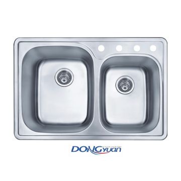 Guangdong Dongyuan Kitchenware UPC certificated 60/40 Stainless Steel Double Bowl Kitchen Sinks