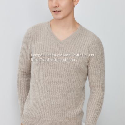 100% Cashmere Men′s V-Neck Pullover Sweater