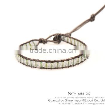 Wholesale plain leather wrap around bead bracelets handmade XE09-0106