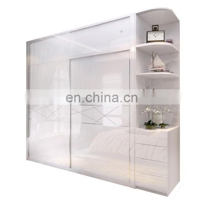 Ultra-resistant high gloss finish wooden pull out doors clothing storage wardrobes directly sale